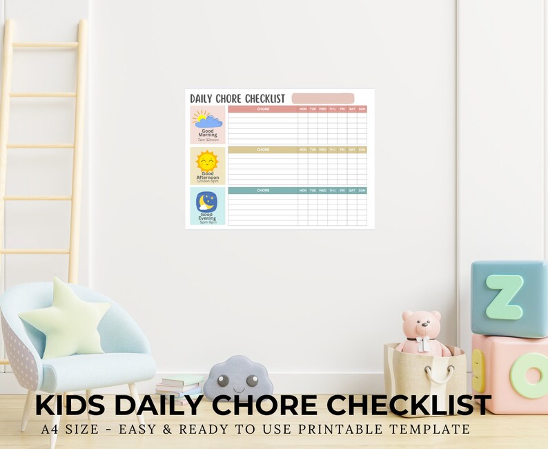 Daily Kids Chore Tracker Habit Tracker for Kids 2024 Chore Chart for ...