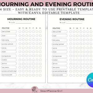 Editable Morning and Night Routine Tracker| Daily Routine Tracker Printable | Habit Tracker ...