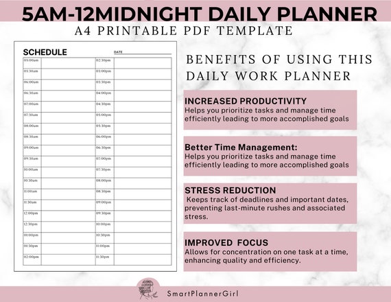 Daily Schedule Planner, 5AM to 12PM Hour Planner, Daily Planner Tracker, Work From Home Planner, to Do List 1-hr Interval, Time Blocking PDF - Etsy Daily Schedule Planner, 5AM to 12PM Hour Planner, Daily Planner Tracker, Work From Home Planner, to Do List 1-hr Interval, Time Blocking PDF - Etsy