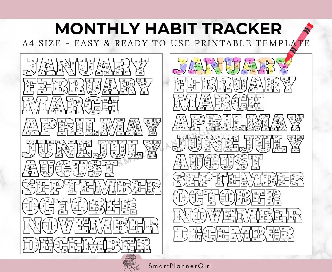 Habit Tracker Printable Coloring Sheet Exercise Tracking Coloring Habit Tracker Printable Coloring Sheet Exercise Tracking Coloring