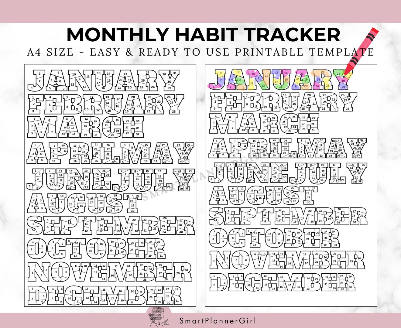 Habit Tracker Printable Coloring Sheet, Exercise Tracking, Coloring ...