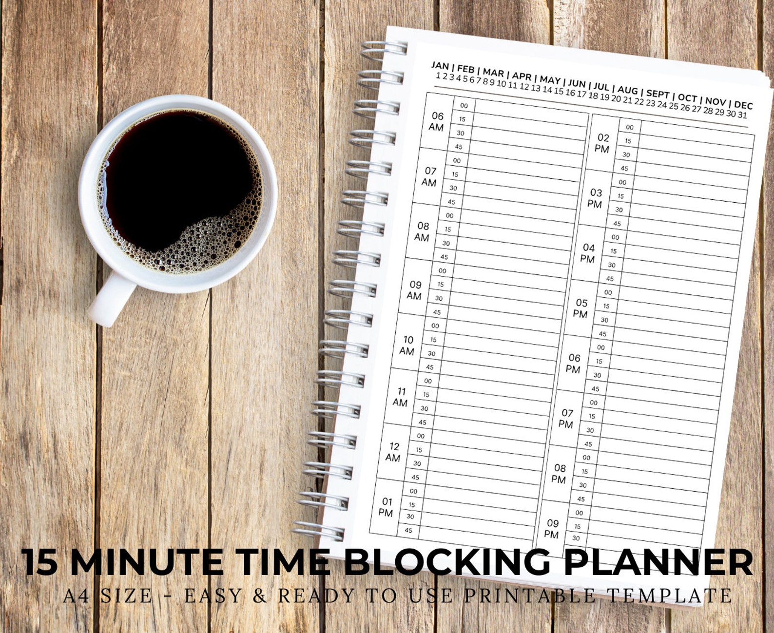 15 Minute Planner Printable A4 15 Minutes Appointment Schedule Tracker ...