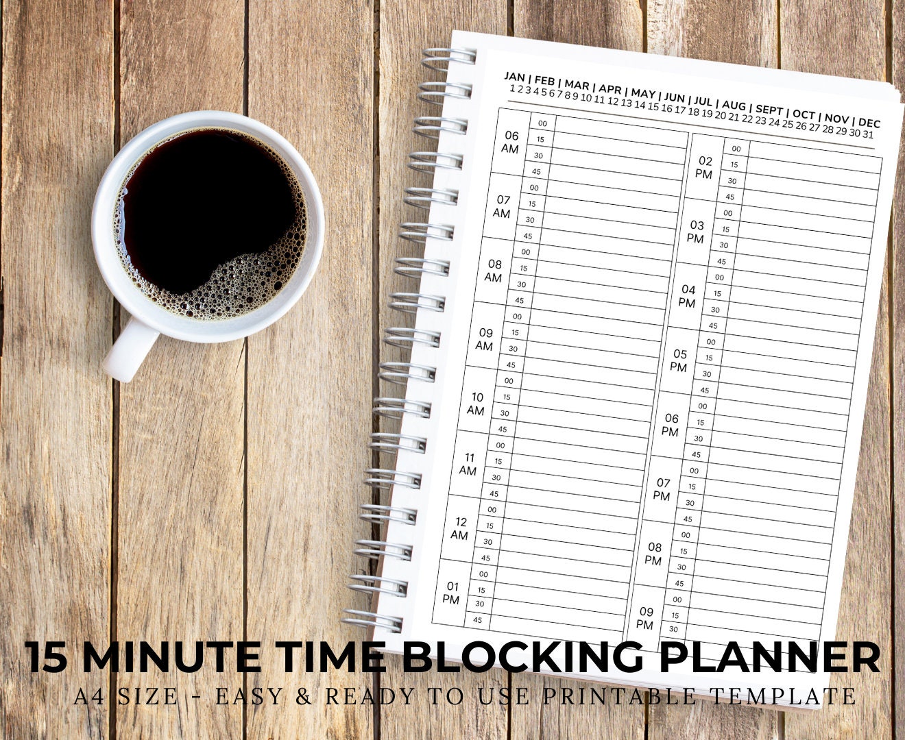 15 Minute Planner Printable A4 15 Minutes Appointment Schedule Tracker ...