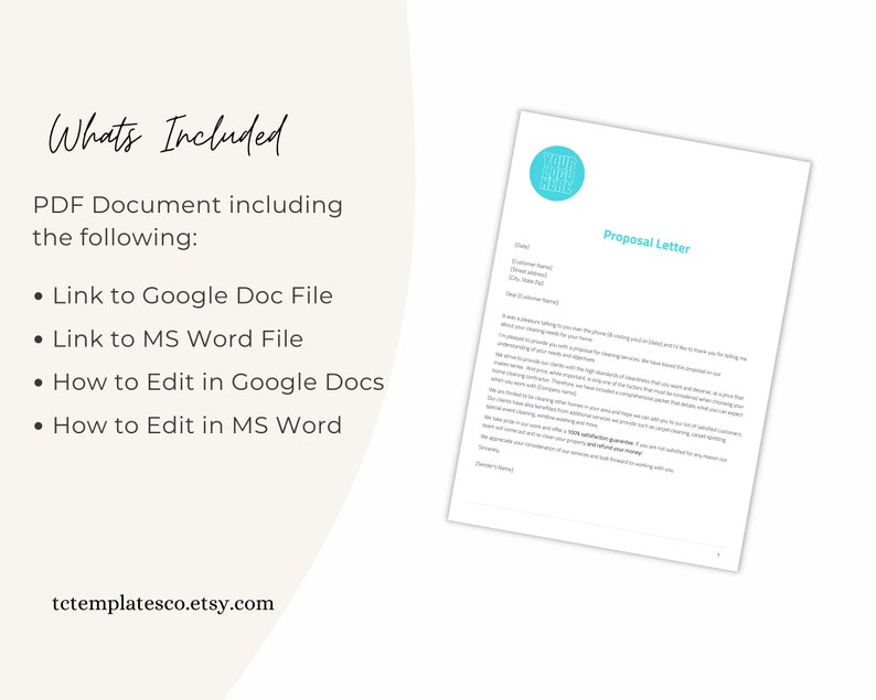 Cleaning Business Proposal Letter Template Form Editable Google Docs