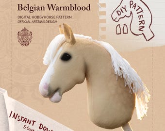 Belgijski gorącokrwisty-DIY Hobbyhorse cyfrowy wzór-bezpłatny samouczek-Instant Download