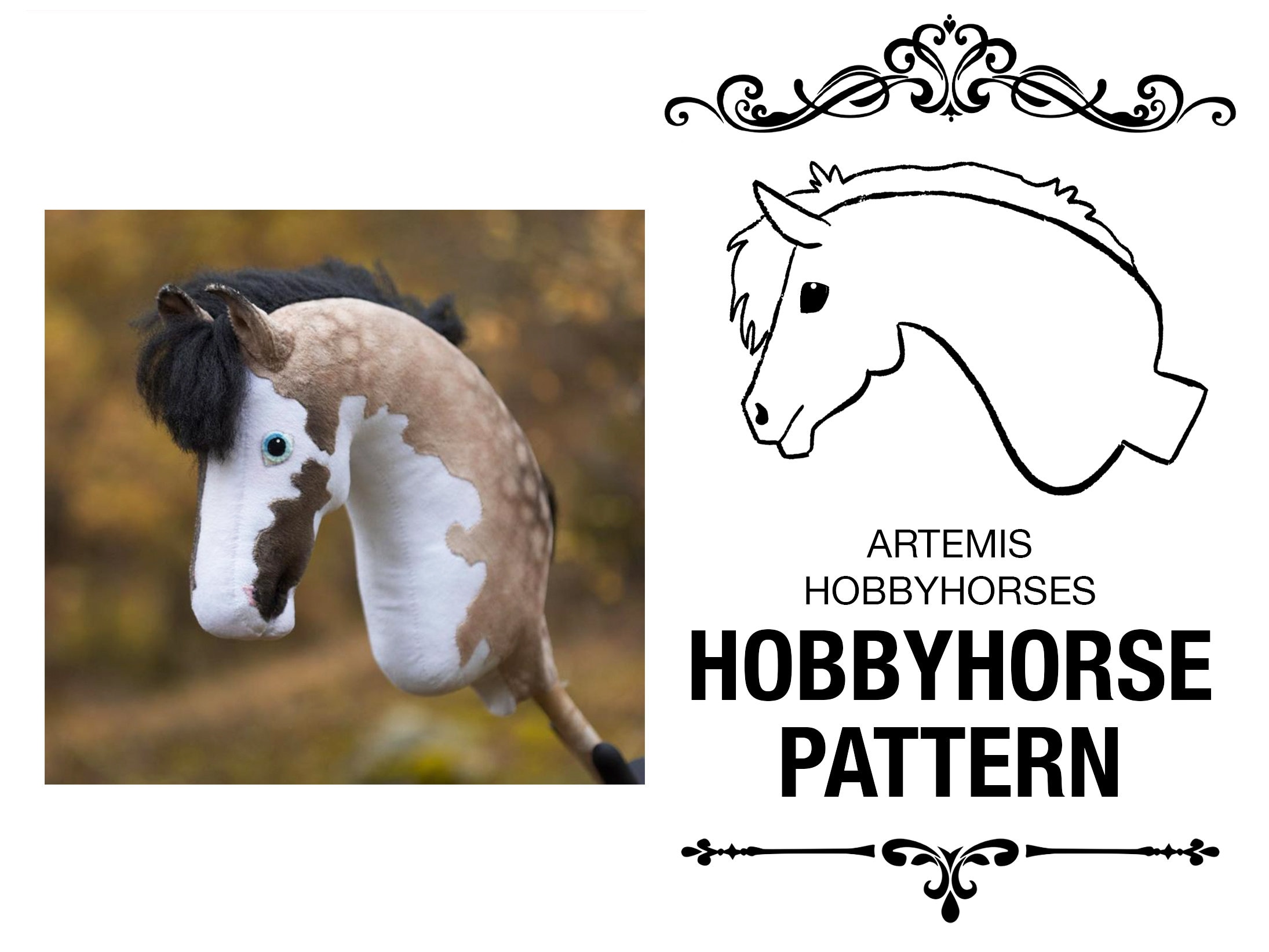 HOBBYHORSE TEMPLATE Dallas by Artemis Hobbyhorses Piebald, Two Sizes Etsy