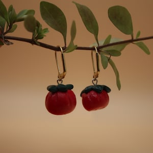 made-to-order tomato earrings, Clay Earrings, Handmade Clay jewlery, Polymer Clay earrings, Mini tomato earrings, tomato earrings