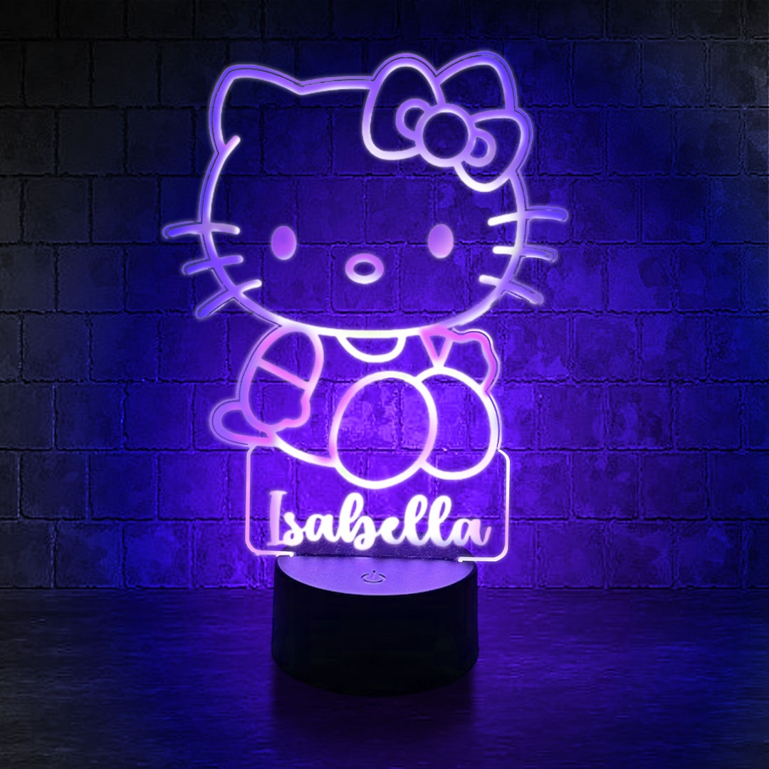Personalised HELLO KITTY 3D Night Light Kids Gift for Girl Personalised