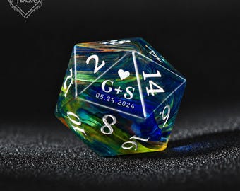 Personalisierte D&D Würfel Set, Hochzeitswürfel, Hochzeitswürfel, Hochzeitswürfel, D20 Individuell, Rollenspiele, Handgefertigter Würfel, Geschenk für Paar