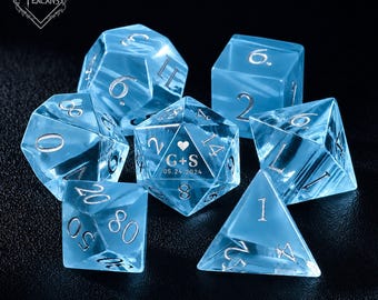 Personalisierter Glaswürfel - Hochzeitswürfel, Dungeons und Dragons, individueller W20, Heiratswürfel, Verlobungsgeschenk, Jubiläumsgeschenk