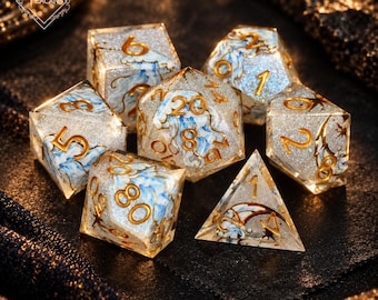 Jellyfish DND Dice Set, Handmade Resin RPG Dice Gift, Unique Tabletop Game Gift, Christmas Gift, DND Gift, Gift for Her