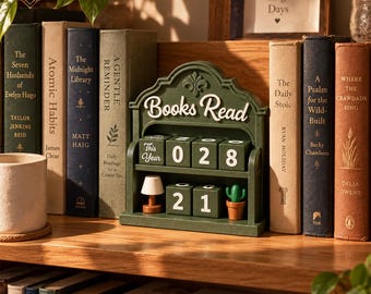 3D-gedruckter Bücher-Tracker – Buntes Bücherregal mit Zahlenwürfeln, gemütliche Bücherregal-Dekoration
