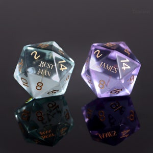 Personalised Gemstone Dice - Custom D20, Engagement Gift, Personalised Dnd Gifts, Wedding Gift, Dungeons and Dragons