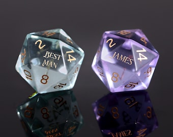 Personalisierte Edelstein Würfel - Individuell W20, Verlobungsgeschenk, personalisierte Dnd Geschenke, Hochzeitsgeschenk, Dungeons und Dragons
