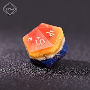 Custom Gemstone Dice Set - Personalised Wedding D20, Engagement Gift, Personalised Dnd Gifts, Wedding Gift, Dungeons and Dragons, DM Gifts