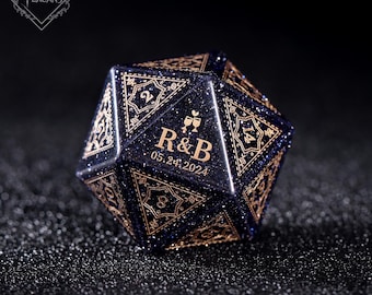 Personalised Wedding Dice - Custom Dnd Gifts, Wedding Gift, Marriage dice, Custom D20, Crystal Dice, Dungeons and Dragons