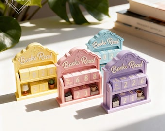 Rastreador de libros impresos en 3D de estilo vintage: libros leídos este año