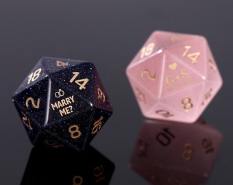 Hochzeitswürfel mit Gravur – Opal, Amethyst, Katzenauge, DND Geschenk