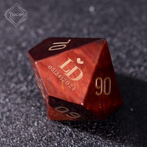 Personalised Gemstone D20 - Custom Dice, Engagement Gift, Personalised Dnd Gifts, Anniversary Gift, Custom DND Dice Set, Role Playing Games