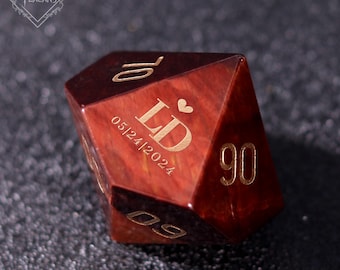 Personalised Gemstone D20 - Custom Dice, Engagement Gift, Personalised Dnd Gifts, Anniversary Gift, Custom DND Dice Set, Role Playing Games