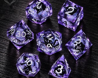 Witchy Black Cat Polyhedral Dice Set, Dungeons and Dragons, Handmade Resin RPG Dice Gift, Gift for Her, Unique Tabletop Game Gift