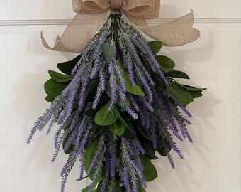 Lavender Door Swag: Faux Greenery with Burlap Bow