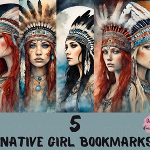 Printable Native Women Bookmarks: 5 PNG & PDF Designs (Digital Download)