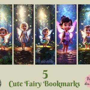 Cute Fairy Bookmarks, 5 Cute Fairy Girl Bookmarks,