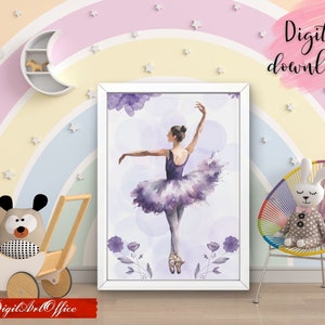 Purple Ballerina Watercolor Poster: Home Wall Art (Digital Download)