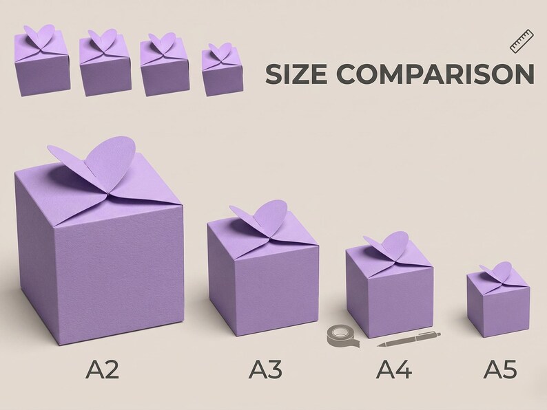 Printable Gift Box Templates – A2, A3, A4, A5 Sizes (digital Download ...