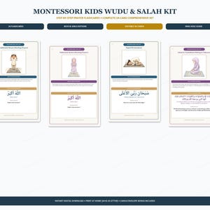 Kids Wudu and Salah Flashcards Kit, Step-by-Step Prayer Guide (Digital Download)