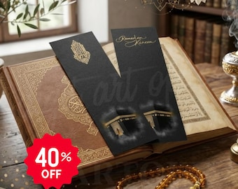 5 Islamic Kaaba Bookmarks, Ramadan Calligraphy Art, Muslim Prayer Gift (Digital Download)