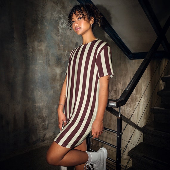 Burgundy Striped T shirt Dress Oversized Maroon Oxblood Casual Dress Summer Loungewear Etsy Israel