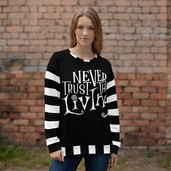 Beetlejuice Black and White Stripes Print Unisex Sweatshirt Etsy Canada