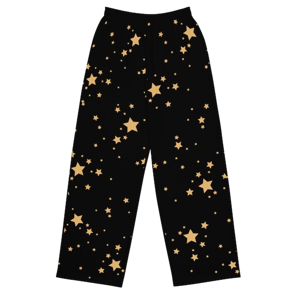 Christmas Gold Star Print Wide-leg Pants for Holiday Season Gift for Women