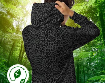 Eco-friendly Black Panther Print Hoodie Unisex Animal Print Sweatshirt Animal Lover Gift Sustainable Clothing Wildlife Zip Up Jacket
