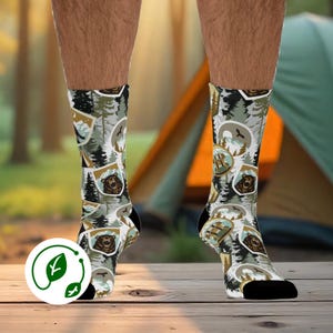 Eco-Friendly Camping Socks Nature Lover Gift Outdoor Adventure Travel Socks Sustainable Socks for Men and Women