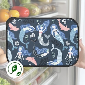 Bento Box Eco-friendly Mermaid Lunch Container with Utensils Sustainable Meal Prep Reusable Food Storage Kids School Lunchbox Back to School