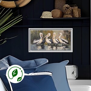 Framed Canvas Art Print of Pelicans Coastal Decor Bird Wall Art Living Room Artwork Nature Decor Gifts for Bird Lovers