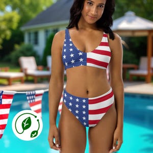 American Flag Bikini Patriotic Swimsuit for Women Independence Day 4th of July Eco-friendly Swimwear