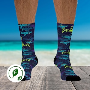 Fun Shark Patterned Socks for Ocean Lovers Eco-Friendly Gift Casual Wear Gifts for Him/Her Marine Life Socks
