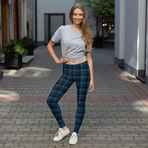 Grey tartan leggings cheap