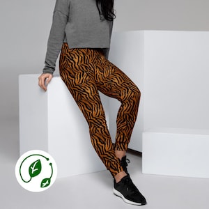 Damesjoggingbroek met tijgerprint Milieuvriendelijke joggingbroek met dierenprint Sustainable Athleisure-broek Loungekleding met jungleprint voor vrouwen