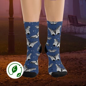 Butterfly Moth Socks Eco-Friendly Recycled Poly Nature Lover Gift Birthday Stocking Stuffer Moths Print