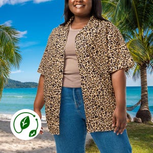 Leopard Button Shirt Eco-friendly Animal Print Shirt Summer Attire Gift for Animal Lover