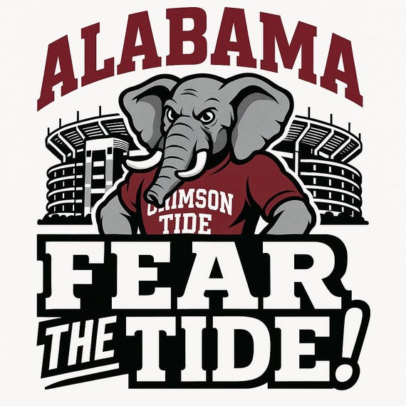 Alabama shirt design or printable design elephant roll tide stadium crimson tide PNG file
