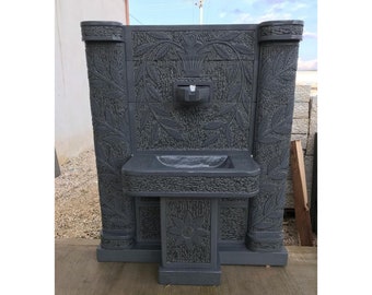 Black Water Fountain, Outdoor Wall Water Fountain, Standing Garden Fountain, Handmade Water Fountain Housewarming Gift