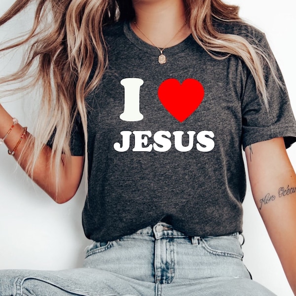 I love Jesus Tshirt, I love Santa Christian Tee, I Heart Jesus T-Shirt, Faith-inspired Shirt, Christian Gift idea,  Love Jesus Tee