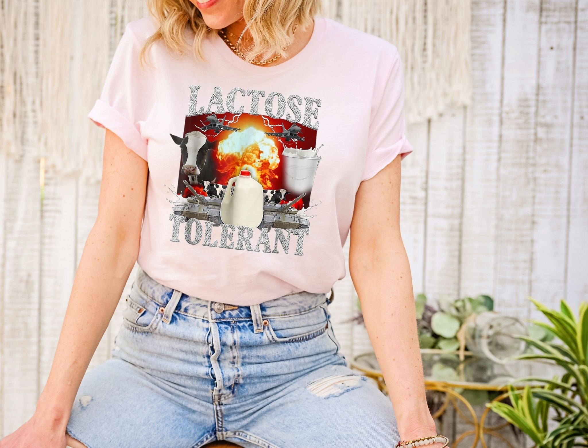 Lactose Intolerant Funny Gift Tshirt for Friends, Free Milk LMAO Shirt