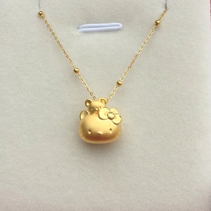 24K 999 Pure Gold Kitty Charm Pendant - Stunning Kitty Cat Jewelry